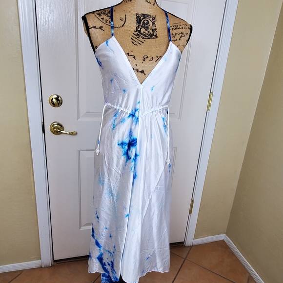 SHAHIDA PARIDES GLACIER White and blue SKY AZURE TIE DYE SCARF DRESS - Picture 4 of 14